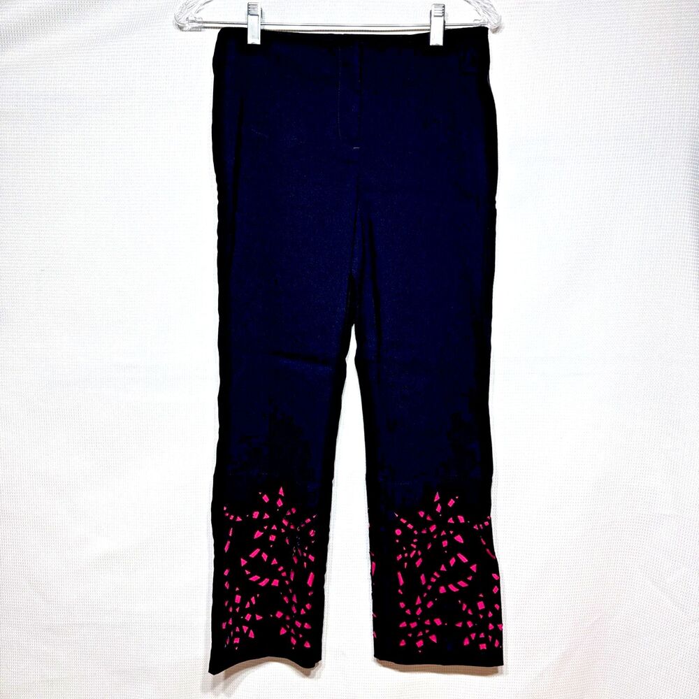 INC International Concepts Pink Geometric Cutout  Black Dress Pants - Petite 6